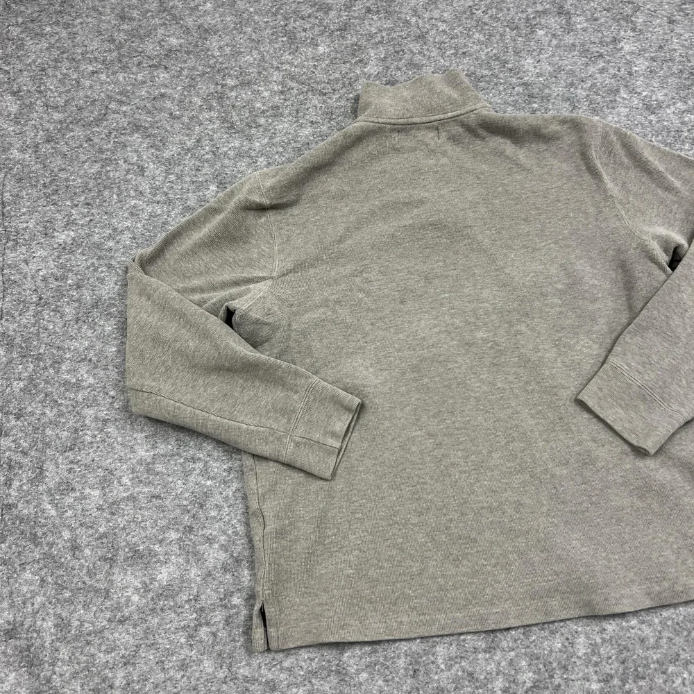 Polo Ralph Lauren Sweater Mens L Gray Mock Neck 1/4 Zip Pullover Preppy Casual